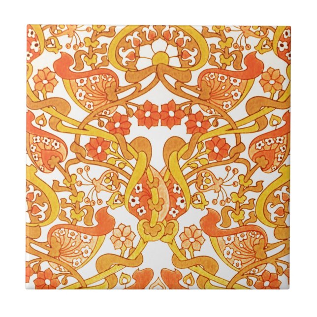 Vintage Retro 1960s Tangerine Kakelplatta (Framsidan)