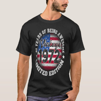 Vintage Retro 1972 51:a födelsedagen 51 år gammal T Shirt