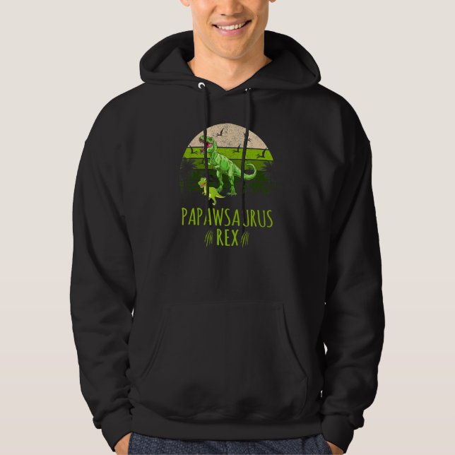 Vintage Retro 1 Kid Papawsaurus Dinosaur Hoodie (Framsida)