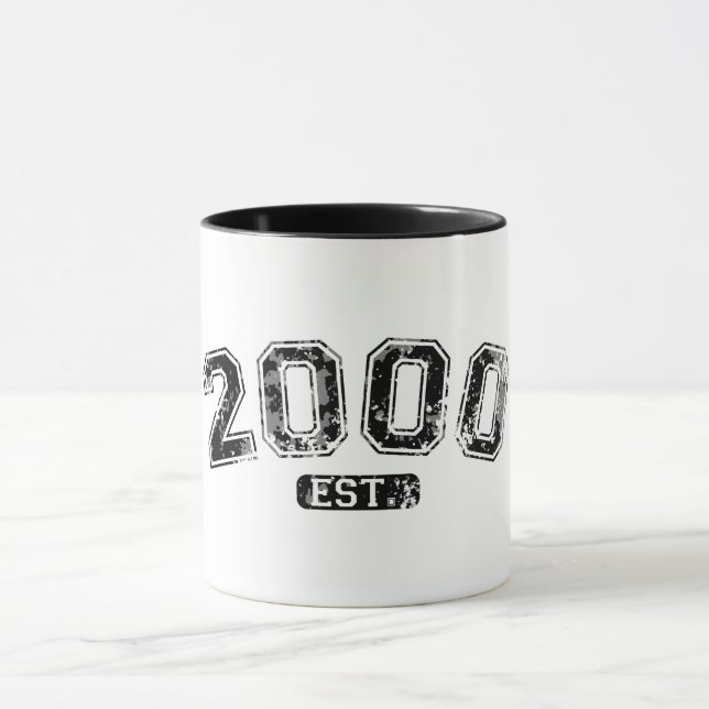Vintage Retro 2000 Grunge Est. Grundad Grafisk Mugg (Center)