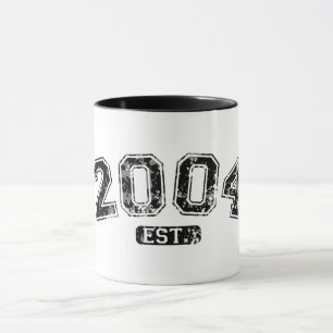 Vintage Retro 2004 Grunge Est. Etablerad Grafik Mugg