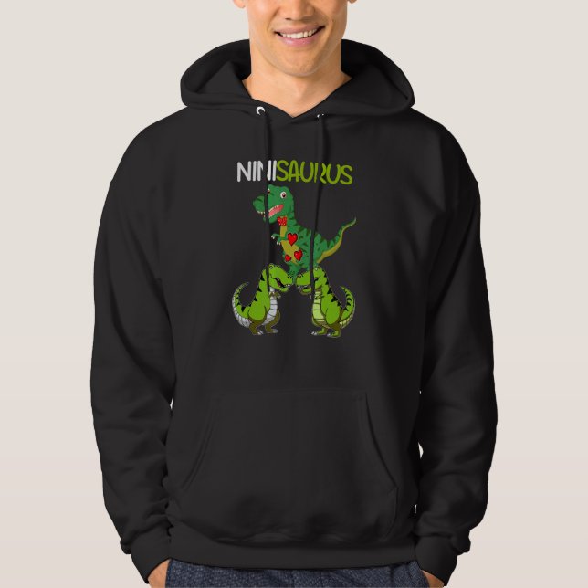 Vintage Retro 2 Kids Ninisaurus Dinosaur Hoodie (Framsida)
