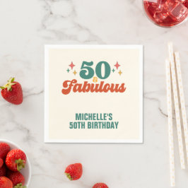 Vintage Retro 50 And Fabulous Birthday Pappersservett