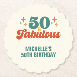 Vintage Retro 50 And Fabulous Birthday Underlägg Papper