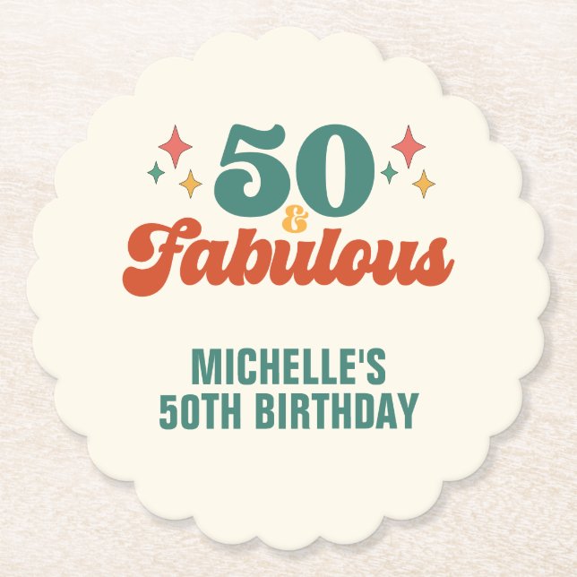 Vintage Retro 50 And Fabulous Birthday Underlägg Papper (Framsida)