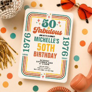 Vintage Retro 50 och fantastisk födelsedag Inbjudningar