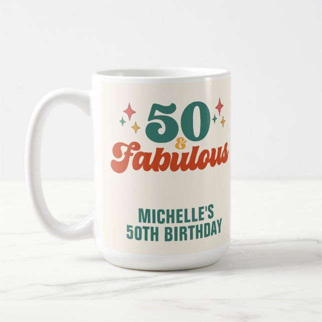 Vintage Retro 50 Och Fantastisk Födelsedag Kaffemugg (Vänster)