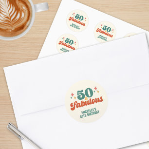 Vintage Retro 50 och fantastisk födelsedag Runt Klistermärke