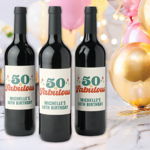 Vintage Retro 50 och fantastisk födelsedag Vinflaska Etikett