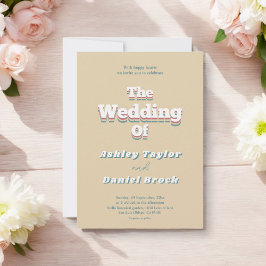 Vintage Retro 70-tal Stilig Modern Bröllop Inbjudningar