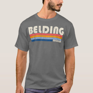 Vintage Retro 70S 80S Style Hometown Of Belding fa T Shirt