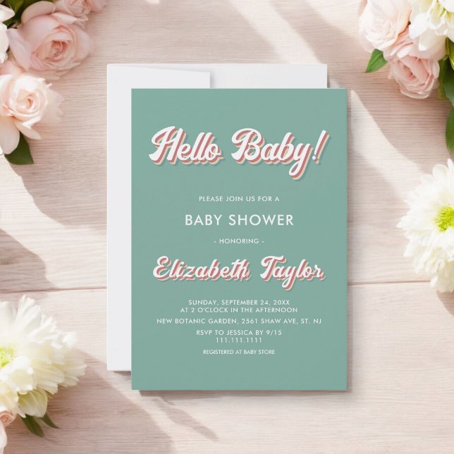 Vintage Retro 70s Groovy Modern Baby Shower Inbjudningar (Skapare uppladdad)