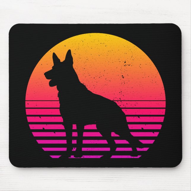 Vintage Retro 80-tals stil tyska herdehund Musmatta (Framsidan)