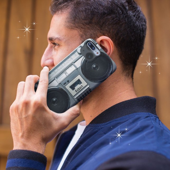 Vintage Retro 80s Boombox Cassette Player (Looks great on all styles of phones. Personalize with your name.)