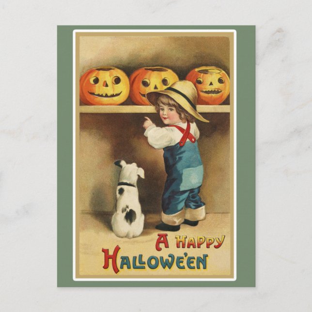Vintage Retro A Happy halloween Vykort (Framsida)