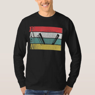 Vintage Retro Accordion Pappa Music Musician Silho T Shirt