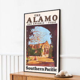Vintage Retro Alamo San Antonio Texas Poster