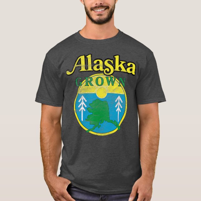 Vintage Retro Alaska Grown T Shirt (Framsida)