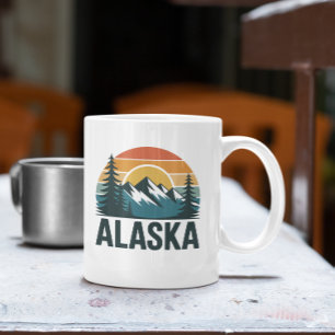Vintage Retro Alaska Solnedgång Utomhusäventyr Kaffemugg