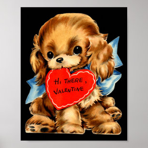 Vintage Retro Alla hjärtans dag Valp Valp Alla hjä Poster