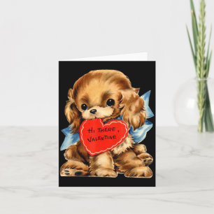 Vintage Retro Alla Hjärtans Dags Valp Val Kort