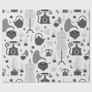 vintage-retro-antik fonogrammannequin grått presentpapper
