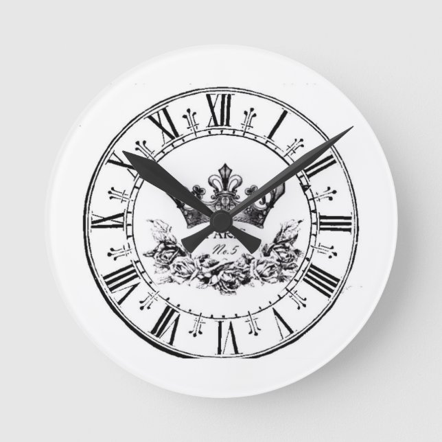 Vintage Retro Antique Parisrund Clock Ansikte Rund Klocka (Framsida)