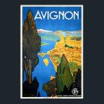 Vintage Retro Art Deco Fransk Travel Avignon Poster<br><div class="desc">En återgivning av ett 1930-tal Art Deco-poster med ett bidrag för att främja turism till Frankrike Avignon Sur le pont/Sur le Pont d'Avignon. Digitalt renoverat för att få ut det ursprungliga färg,  ännu bättre och åtgärda så många brister som möjligt. Anpassa poster storlekt,  struktur,  gräns och/eller ram till kostym.</div>