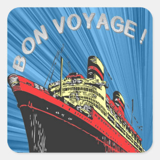 Vintage/Retro Art Deco Travel Design Product Fyrkantigt Klistermärke