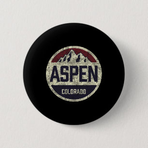 Vintage Retro Aspen Colorado Bergscirkel Skidåknin Knapp