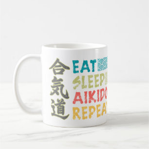 Vintage Retro Ät Sov Aikido Upprepa Drick Mugg