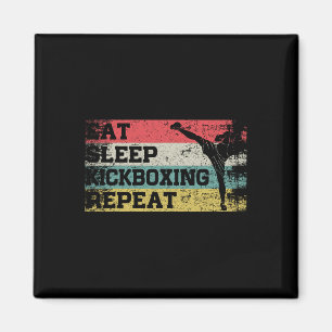 Vintage Retro Ät Sova Kickbox Upprepa Roligt Kickb Magnet