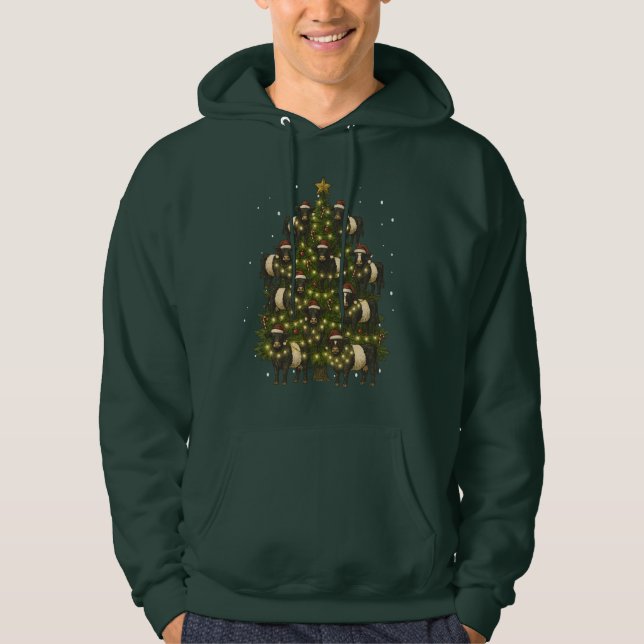Vintage Retro Bältad Galloway Julgran Hoodie (Framsida)