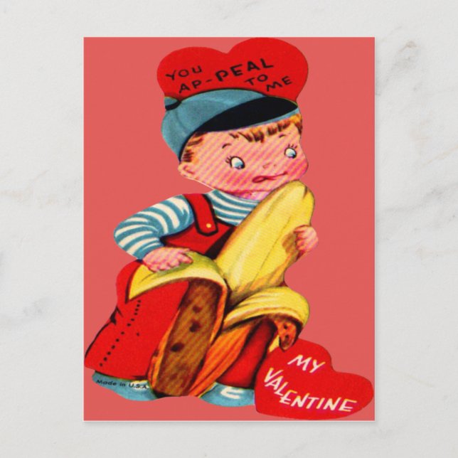 Vintage Retro-Banan-Valentinskort Helg Vykort (Framsida)