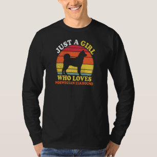 Vintage Retro Bara En Tjej Som Älskar Norsk Älghun T Shirt