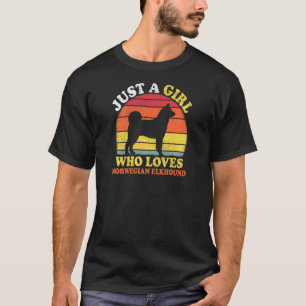 Vintage Retro Bara En Tjej Som Älskar Norsk Älghun T Shirt