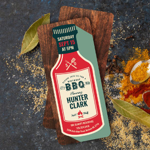 Vintage Retro Barbeque Sauce Flaska Birthday Inbjudningar