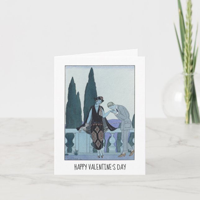 Vintage Retro Barbör Elegant Alla hjärtans dag Kort (Framsida)