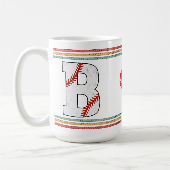 Vintage Retro Baseball Bokstav B Konstverk Kaffemugg (Vänster)