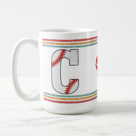 Vintage Retro Baseball Bokstav C Typografi Kaffemugg