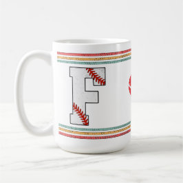 Vintage Retro Baseball Bokstav F Distressed Kaffemugg