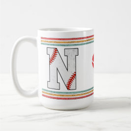 Vintage Retro Baseball Bokstav N Klassisk Kaffemugg