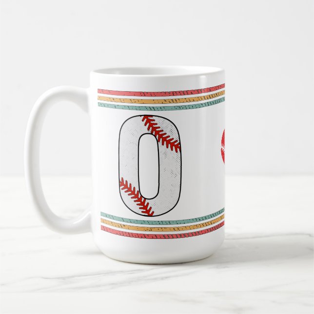 Vintage Retro Baseball Bokstav O Distressed Kaffemugg (Vänster)