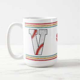 Vintage Retro Baseball Bokstav V Design Kaffemugg
