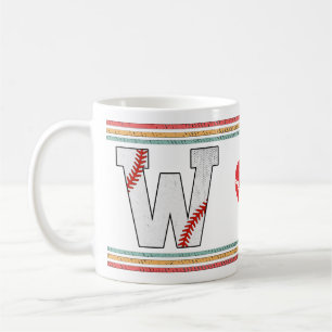 Vintage Retro Baseball Bokstav W Typografi Kaffemugg