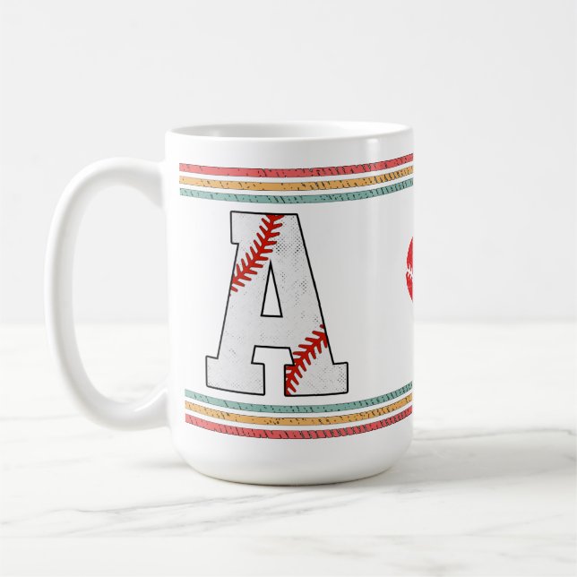 Vintage Retro Baseball Letter A Design Kaffemugg (Vänster)