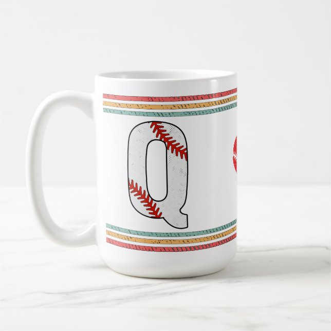 Vintage Retro Baseball Letter Q Athletic Kaffemugg (Vänster)