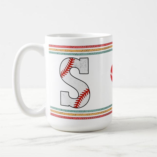 Vintage Retro Baseball Letter S Varsity Kaffemugg (Vänster)