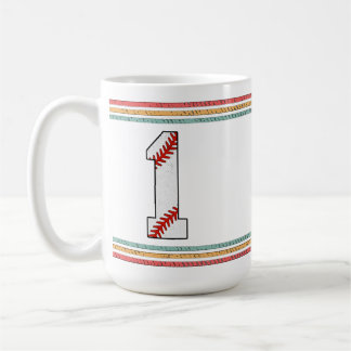 Vintage Retro Baseball Number 1 Design Kaffemugg