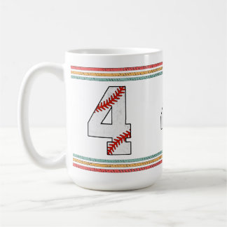Vintage Retro Baseball Number 4 Classic Kaffemugg